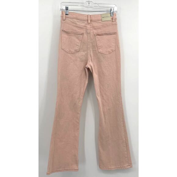 Motel Rocks BOOTLEG JEANS IN BLUSH Medium Light Pink Bootcut Flare Leg Stretch - Picture 13 of 16